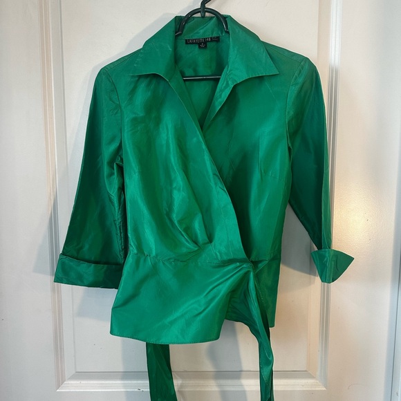 Lafayette 148 New York Emerald Wrap Blouse - Picture 7 of 10